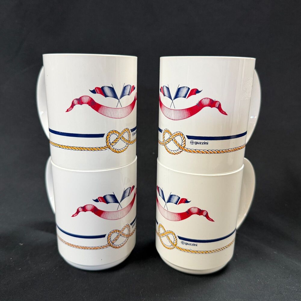 Guzzini Nautical Melamine Mugs Set of 4 Rope Flag Design
